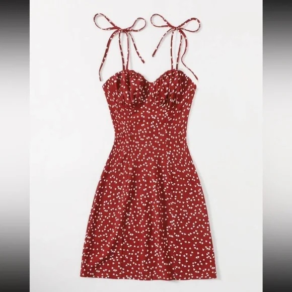 Chiffon trim strap ditsy dresss XS - Picture 1 of 3